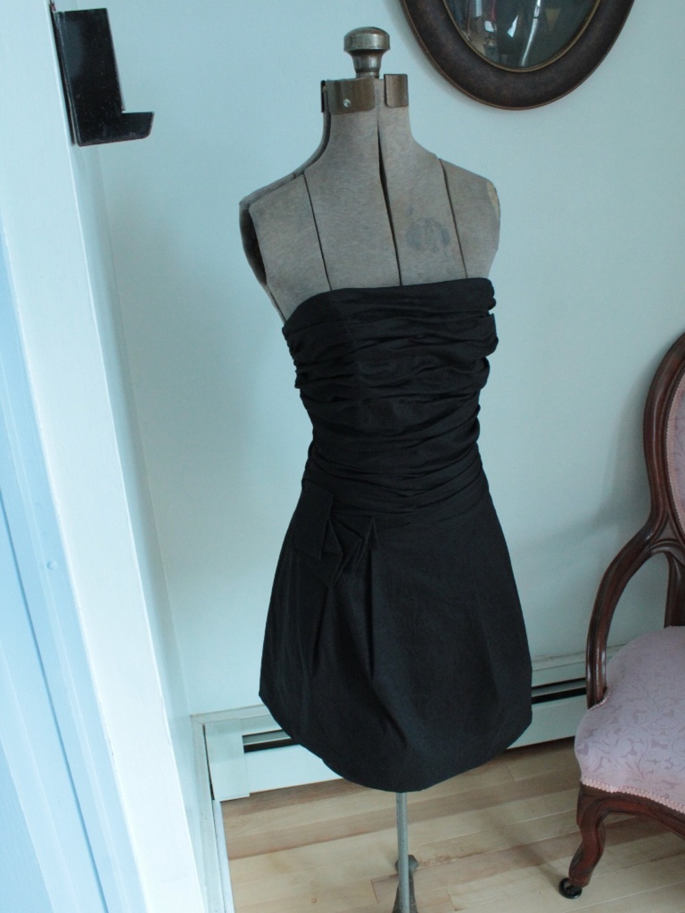 1980’s Black Ruched Jessica McClintock Dress